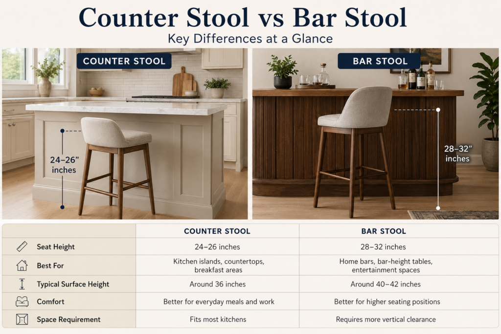 Counter vs Bar Stool: What Is the Difference?