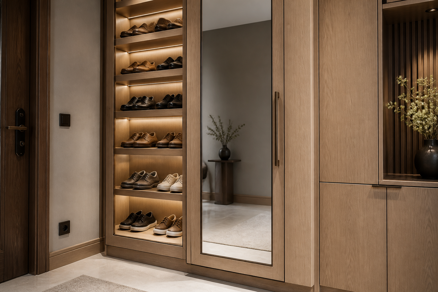 Full-height entryway mirror