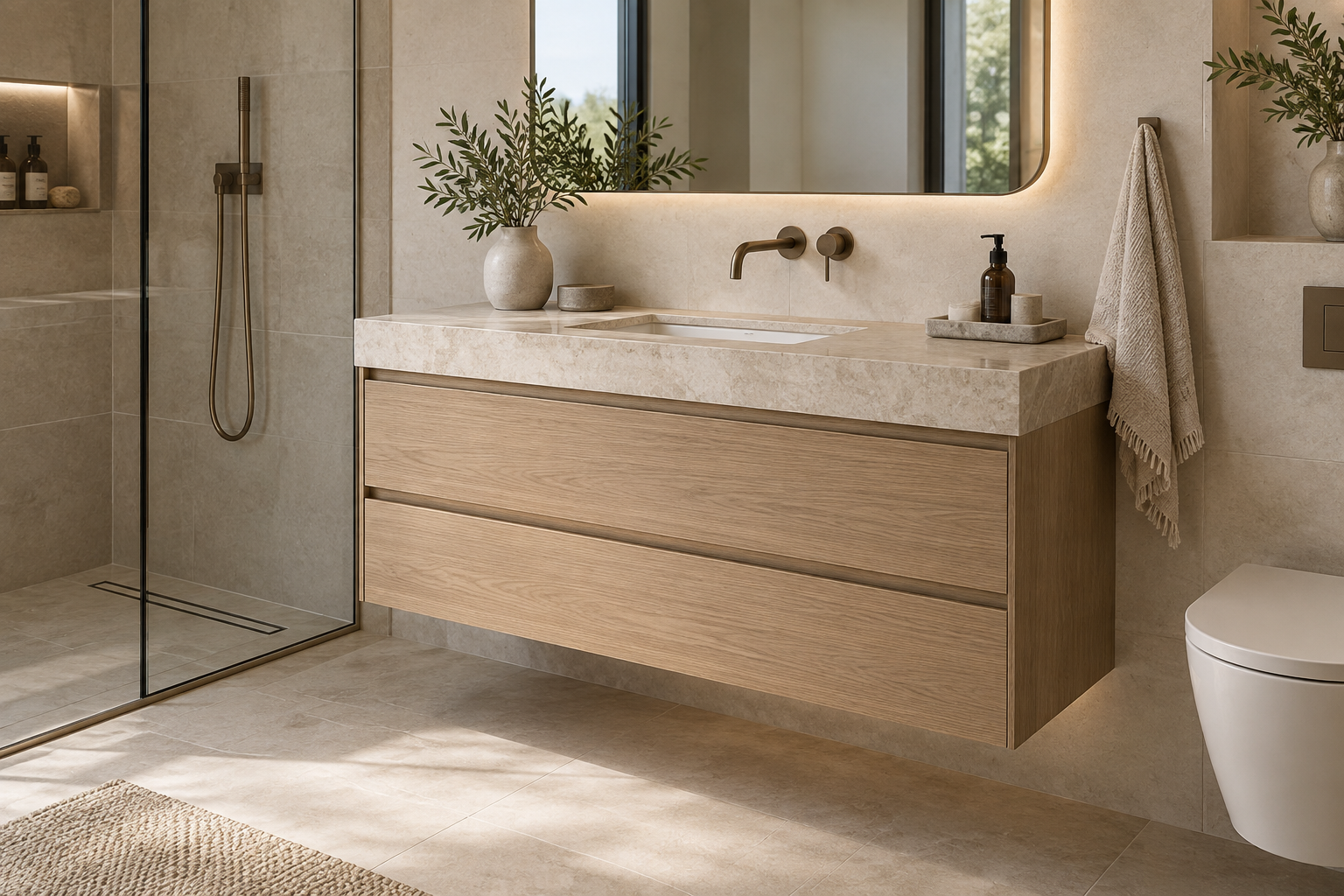 Wall-mounted floating bathroom vanity