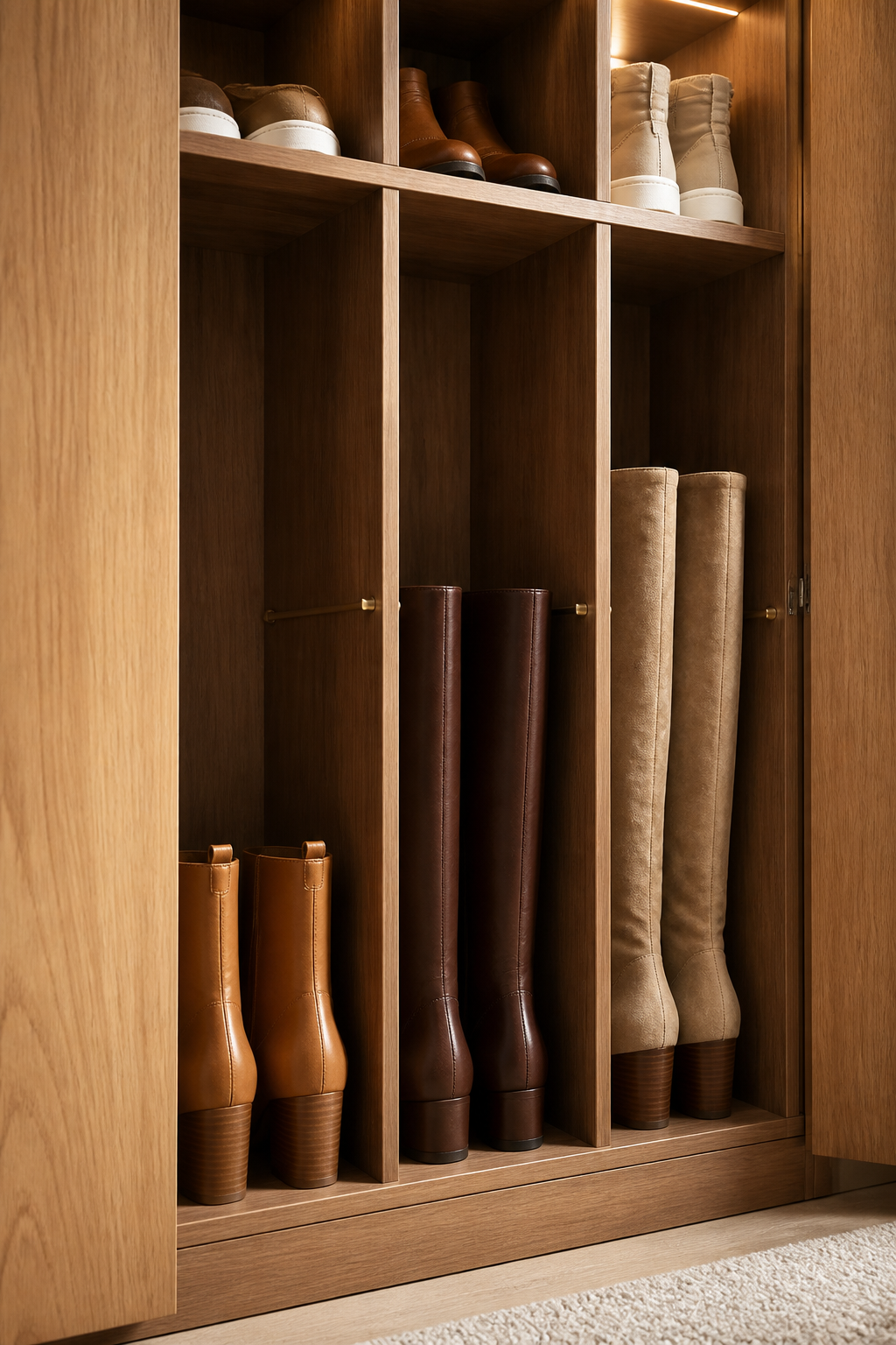 Tall compartment for boots