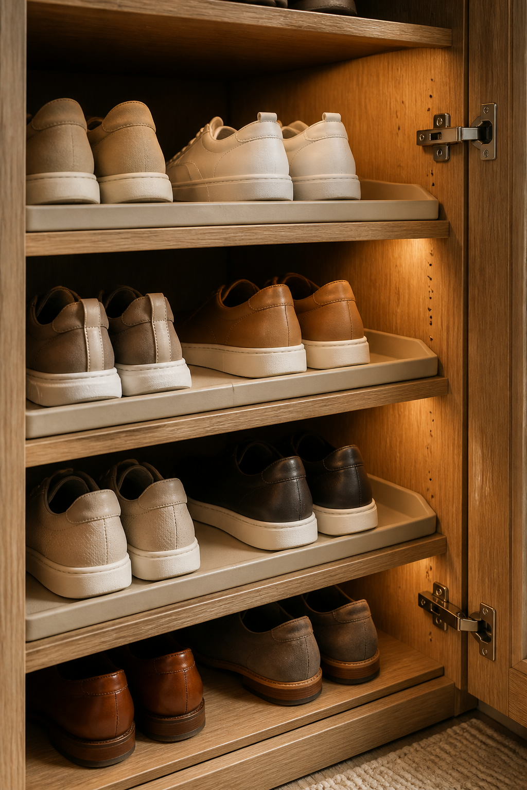 Adjustable shoe shelves for sneakers